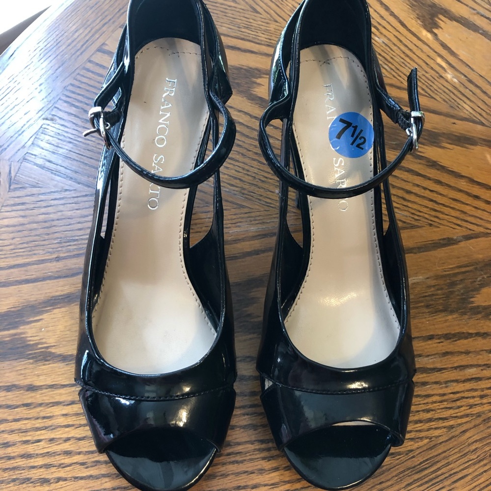 Black patent leather heels